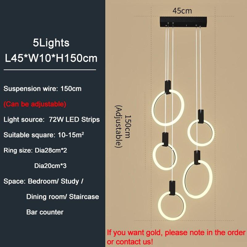 Emmi - Staircase Chandelier with LED Rings - Creating Coziness