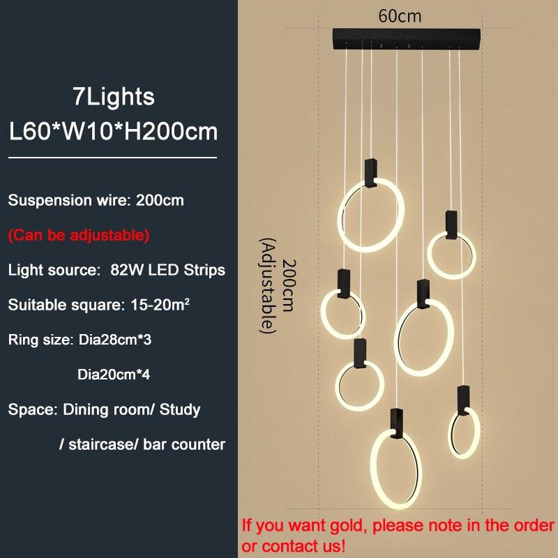 Emmi - Staircase Chandelier with LED Rings - Creating Coziness