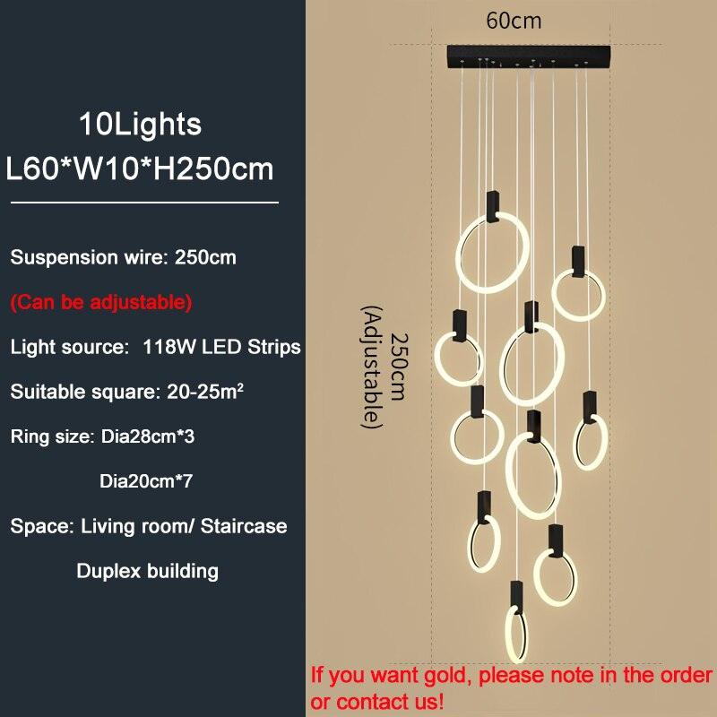 Emmi - Staircase Chandelier with LED Rings - Creating Coziness