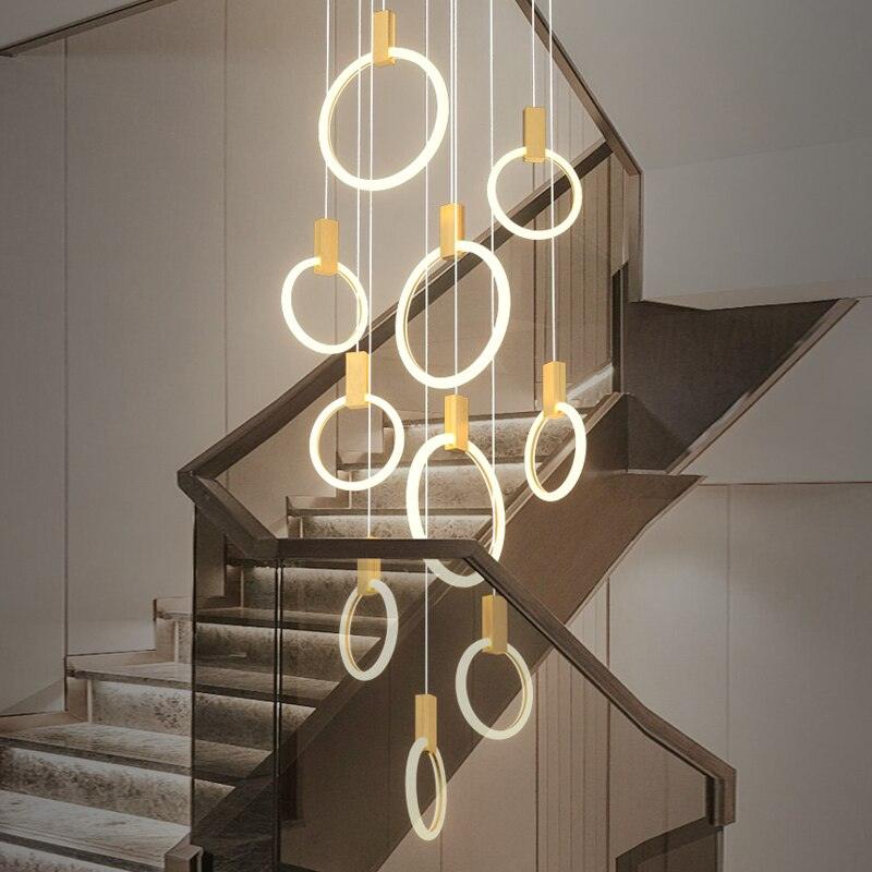 Emmi - Staircase Chandelier with LED Rings - Creating Coziness
