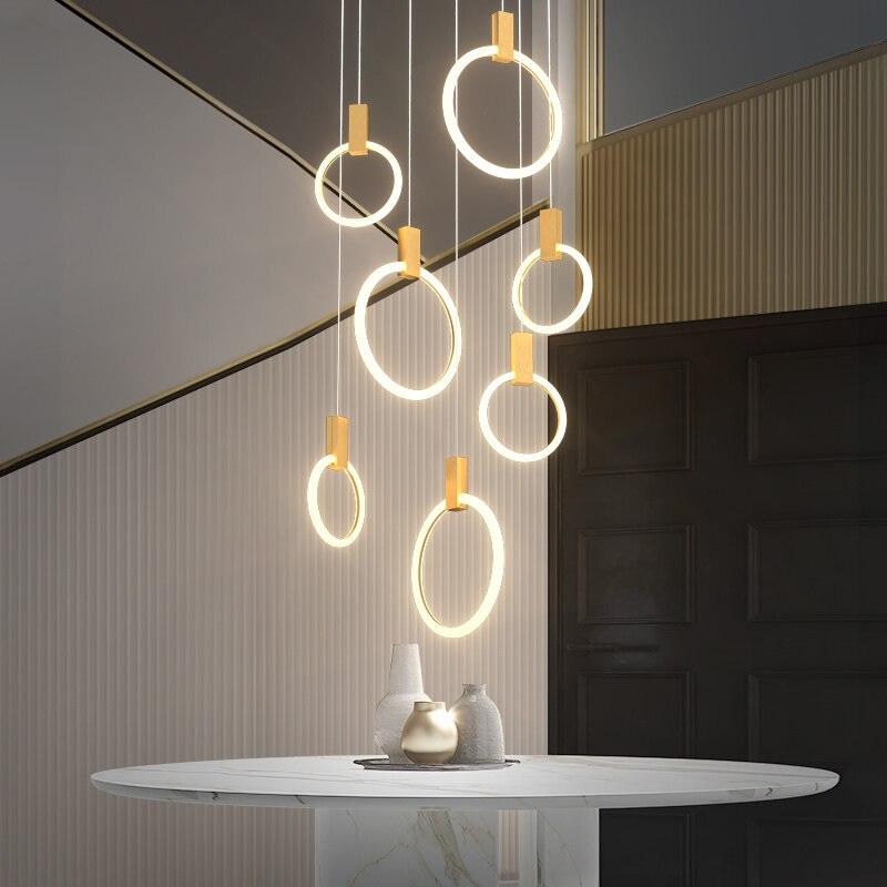 Emmi - Staircase Chandelier with LED Rings - Creating Coziness