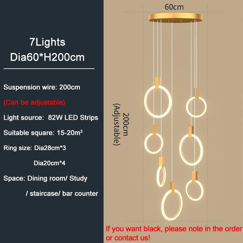 Emmi - Staircase Chandelier with LED Rings - Creating Coziness
