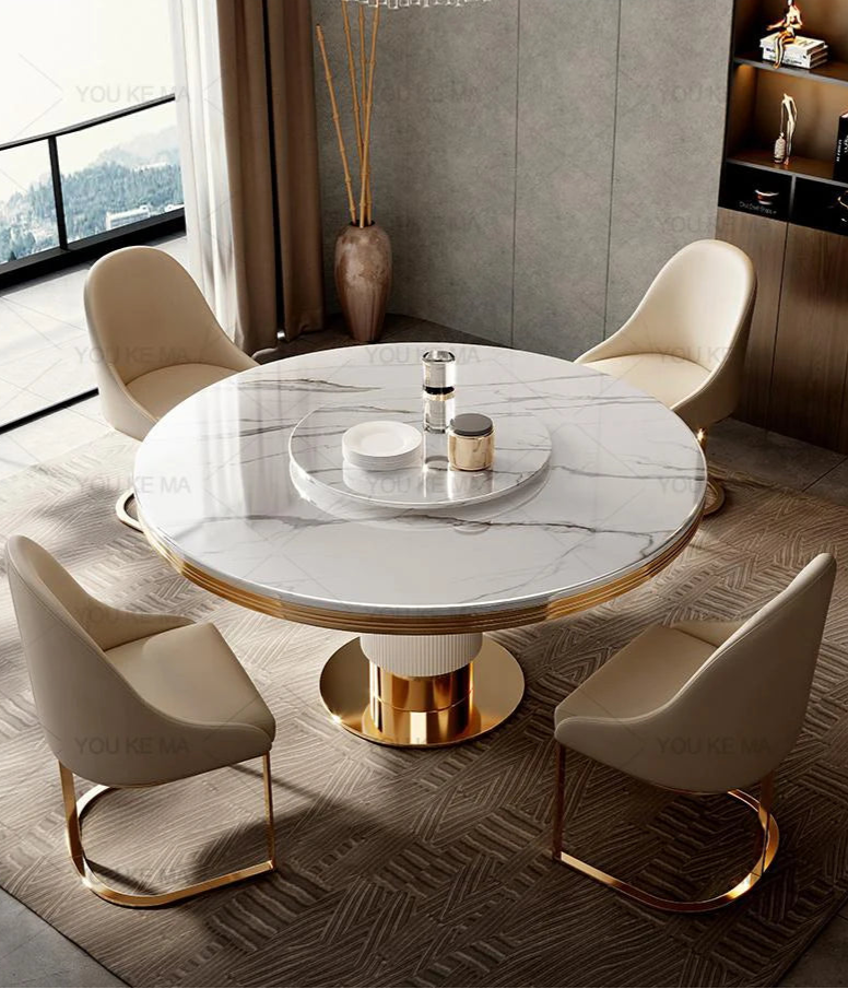 Marble Round Dining Table and Chairs