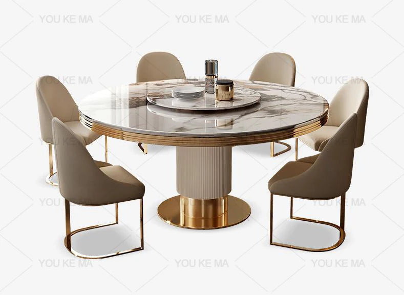 Marble Round Dining Table and Chairs