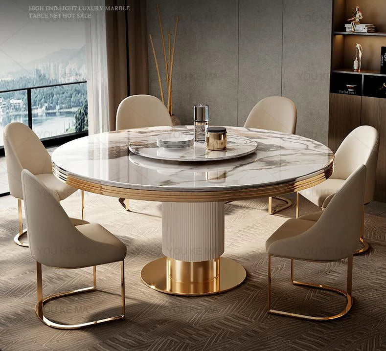 Marble Round Dining Table and Chairs