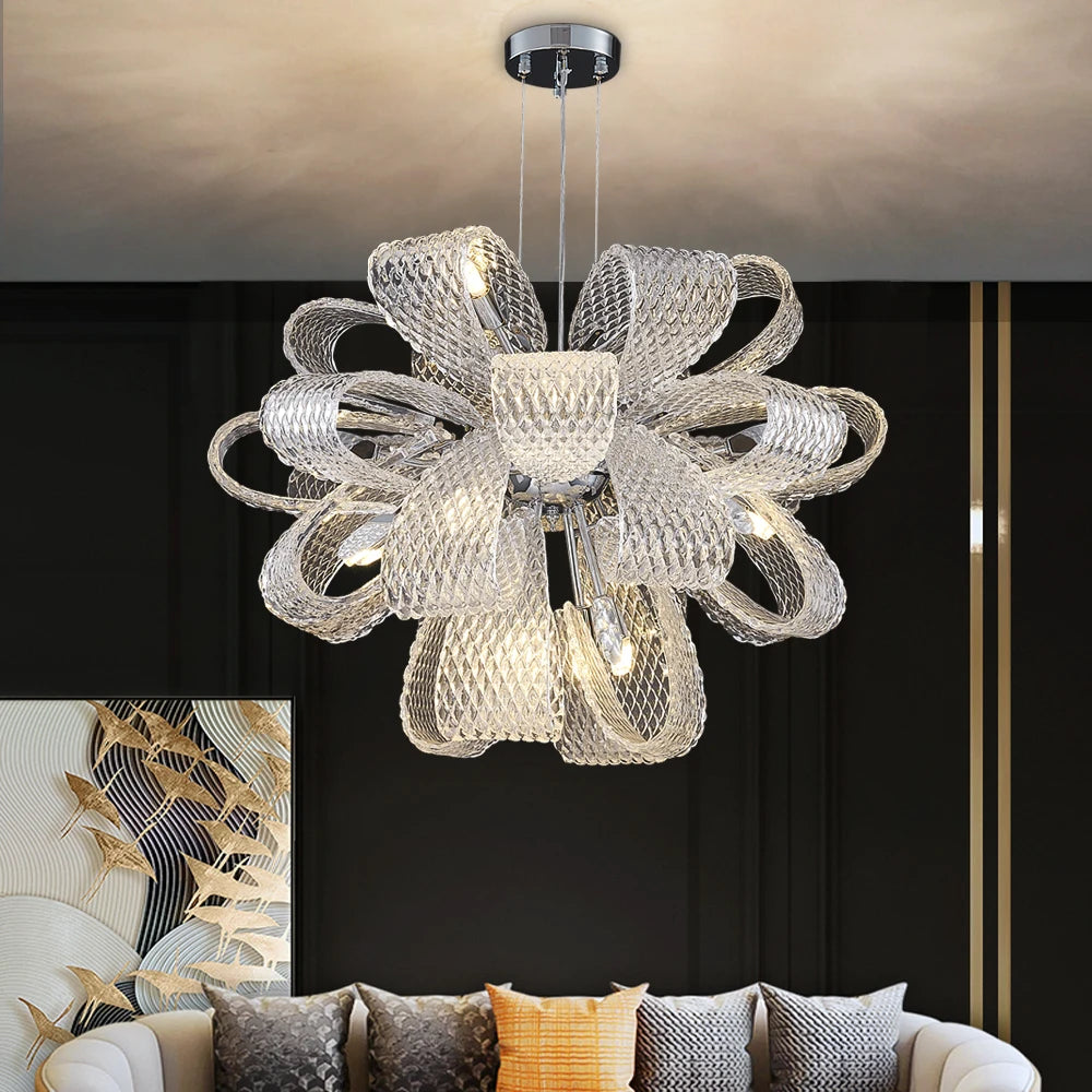 Glass lamp in the shape of a flower bow for the living room, bedroom, dining room.