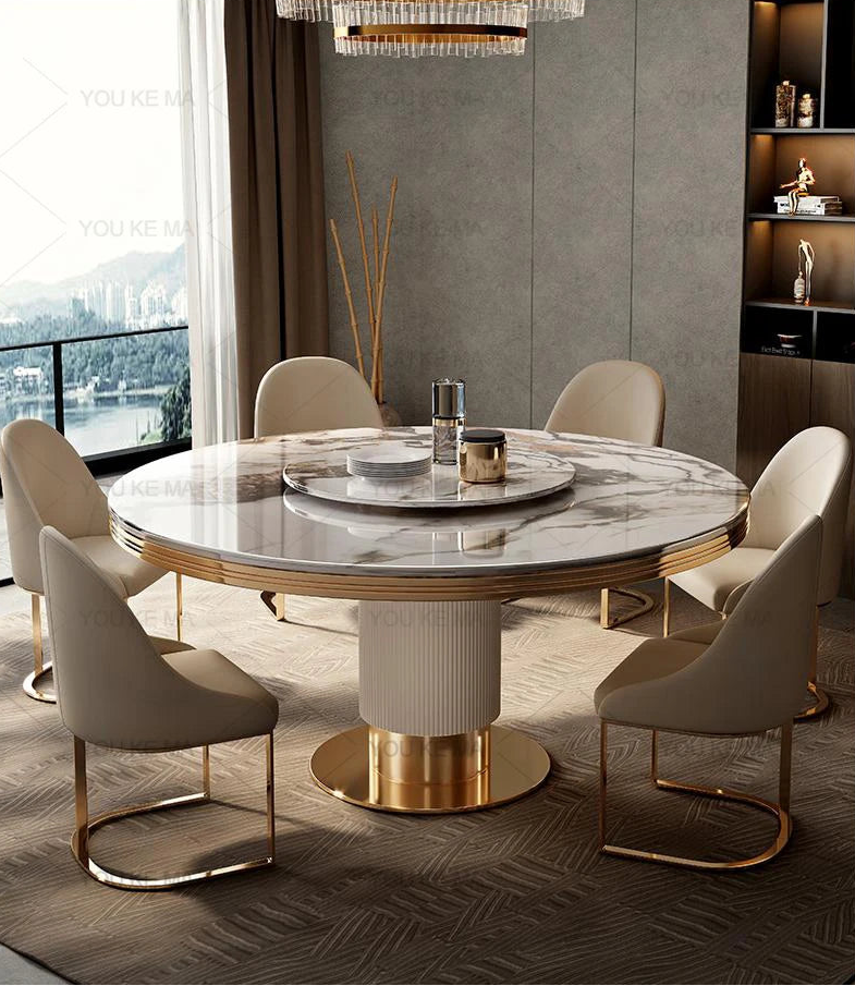 Marble Round Dining Table and Chairs