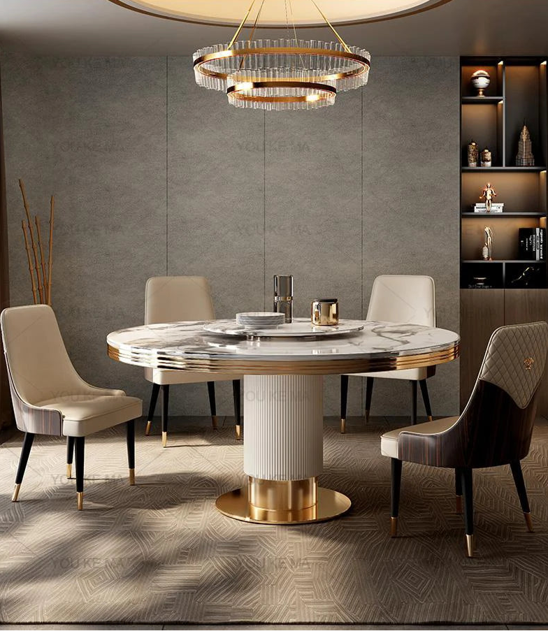 Marble Round Dining Table and Chairs
