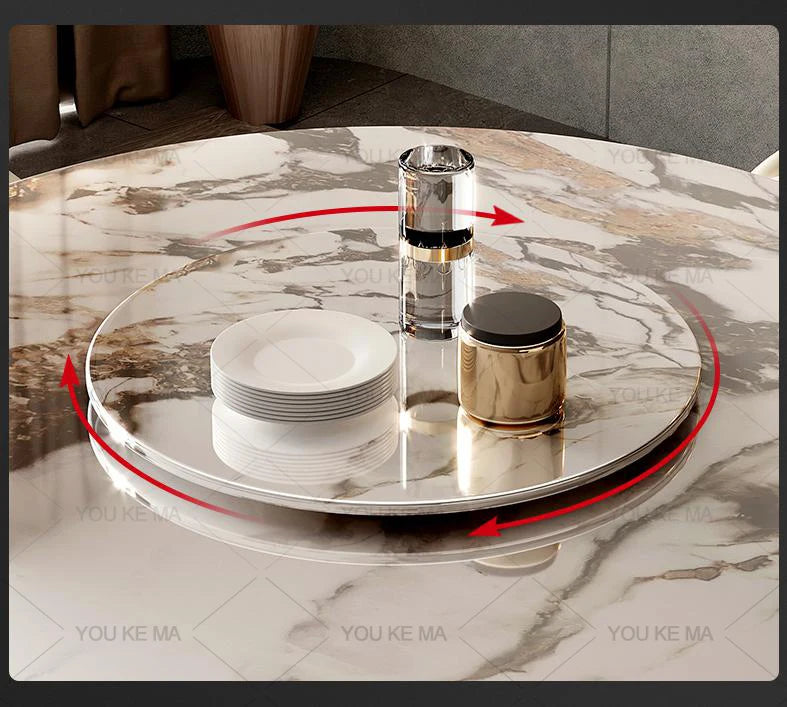 Marble Round Dining Table and Chairs