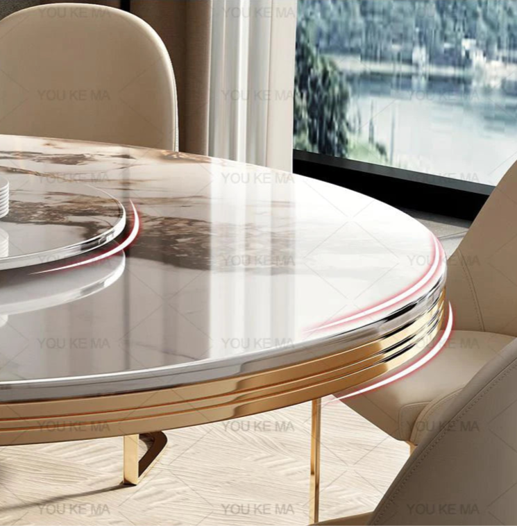 Marble Round Dining Table and Chairs