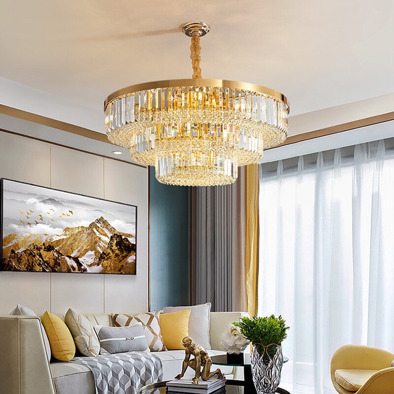 Gold Crystal Round Ceiling Chandelier - Creating Coziness