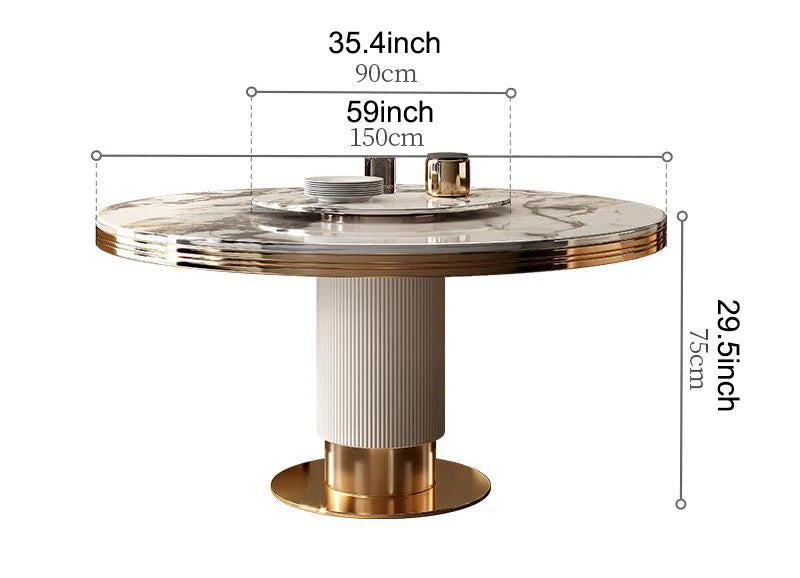Marble Round Dining Table and Chairs