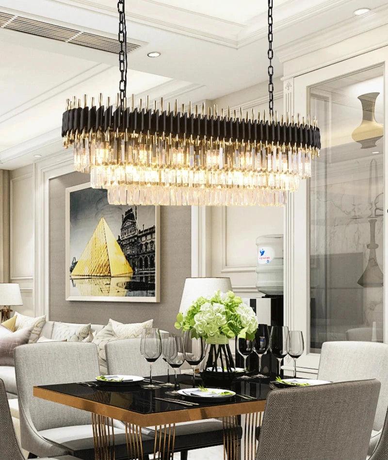 Berge Black Crystal Ceiling Chandelier