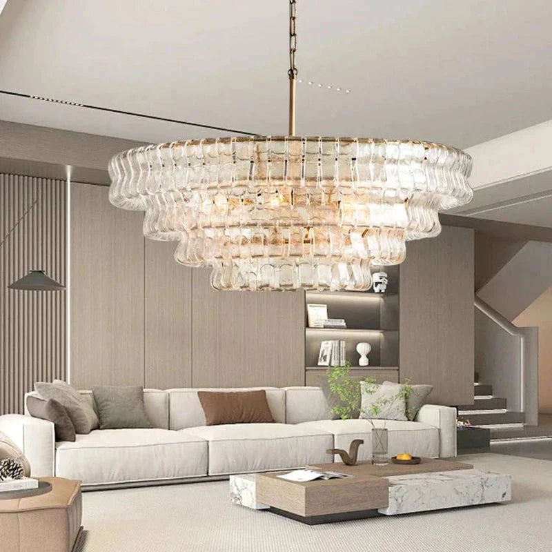 Vintage French bright glass chandelier
