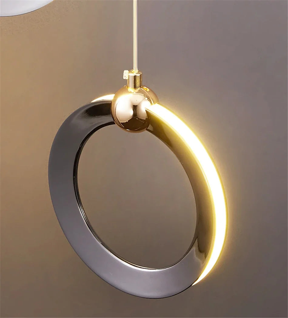 Viola LED Chandelier with Black Aluminum Rings for Stairs