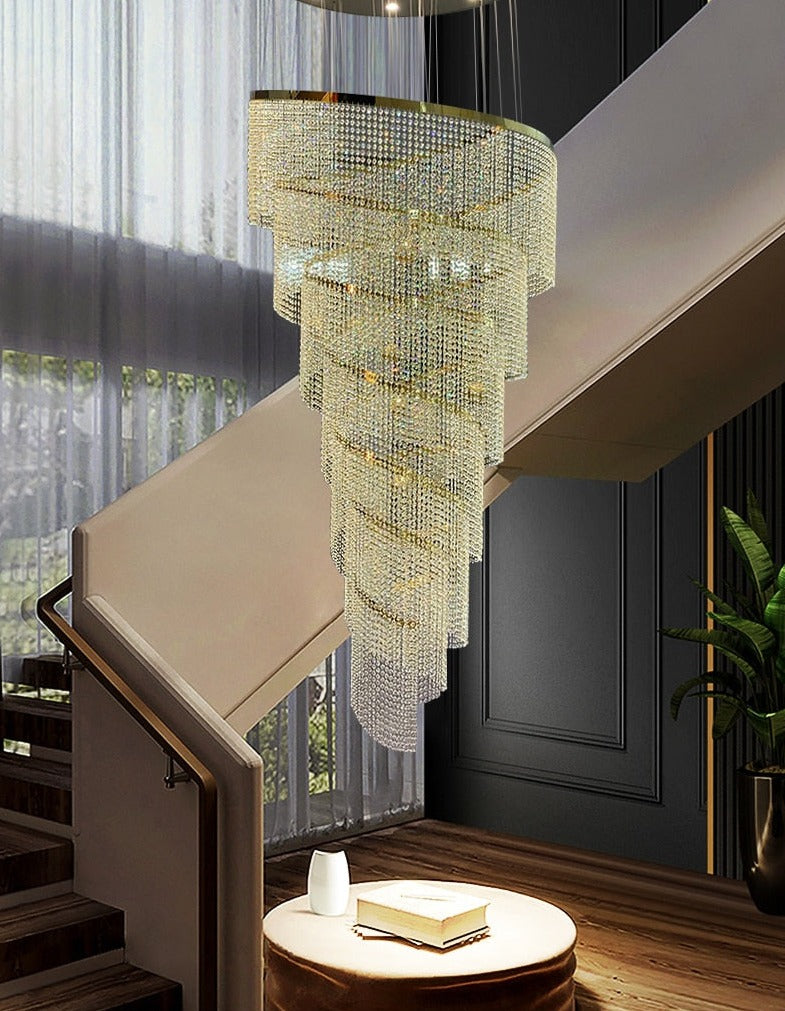 Creative Crystal Staircase Chandelier Spiral Design