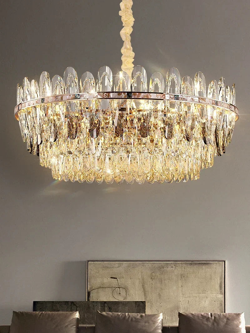 Niko - Luxury Crystal Chandelier with LED Shell elements for Living Room
