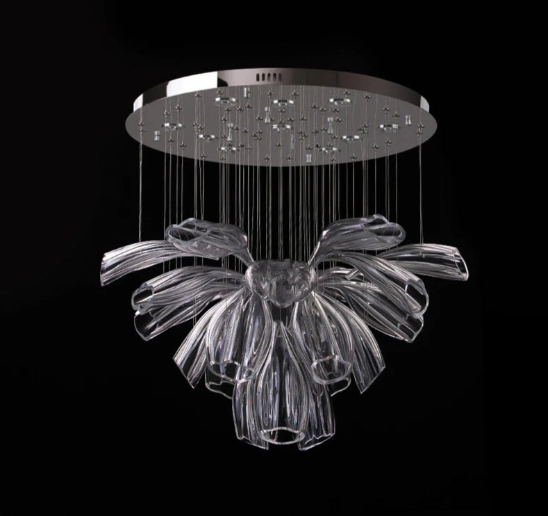 Large Glass Flower Chandelier for Living Room