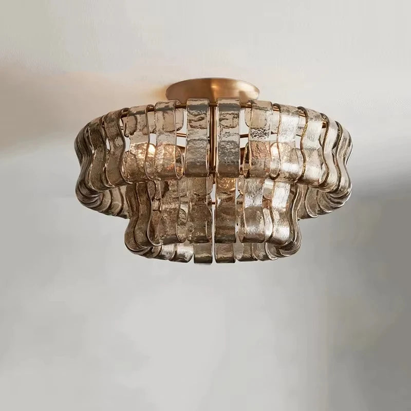 Vintage French bright glass chandelier