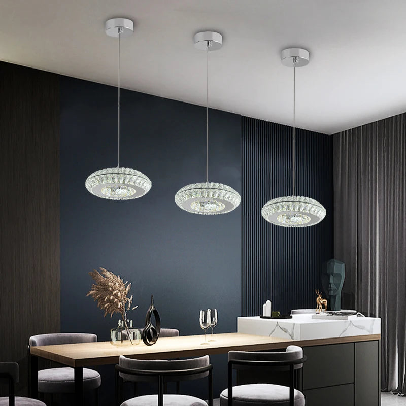 LED Crystal Round Pendant Light for Dining Room