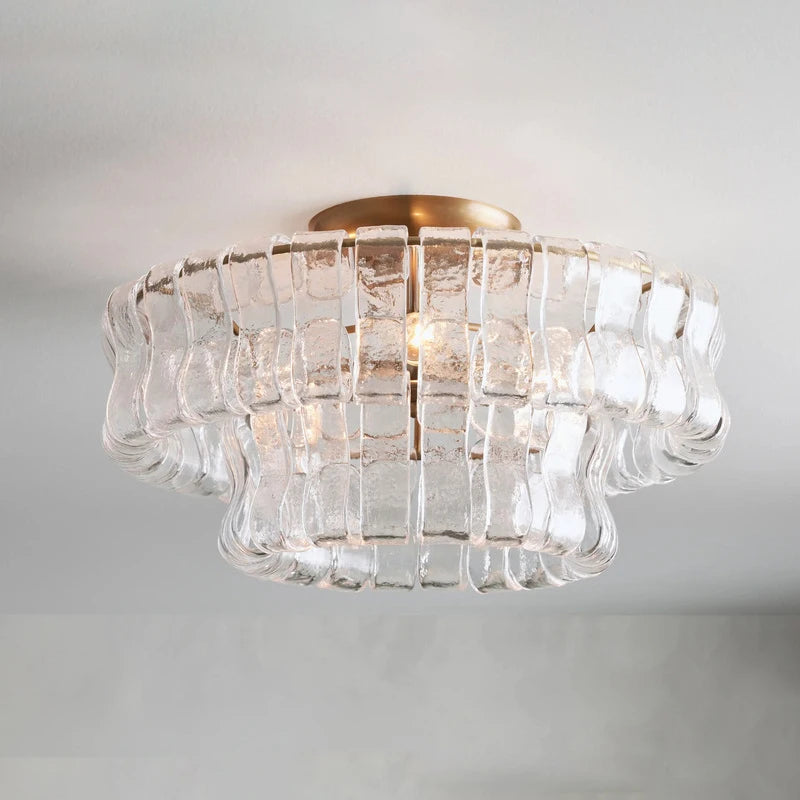 Vintage French bright glass chandelier