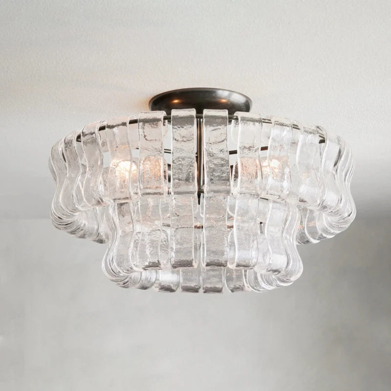 Vintage French bright glass chandelier