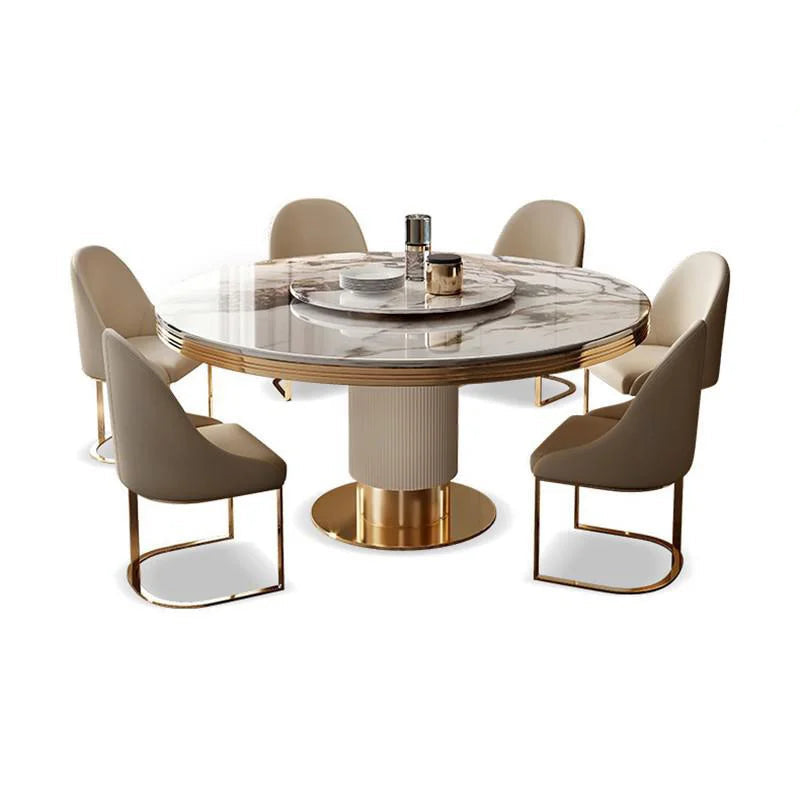 Marble Round Dining Table and Chairs