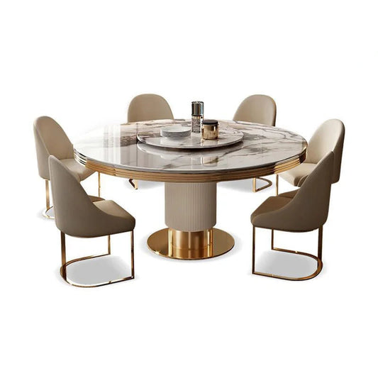 Marble Round Dining Table and Chairs