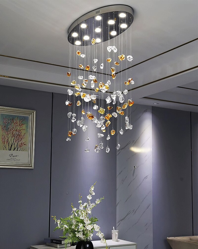 Oval Creative Design Coloful Crystal Stone Chandelier - Creating Coziness