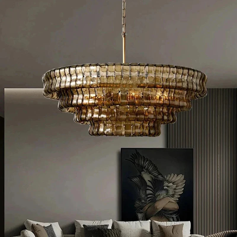 Vintage French bright glass chandelier