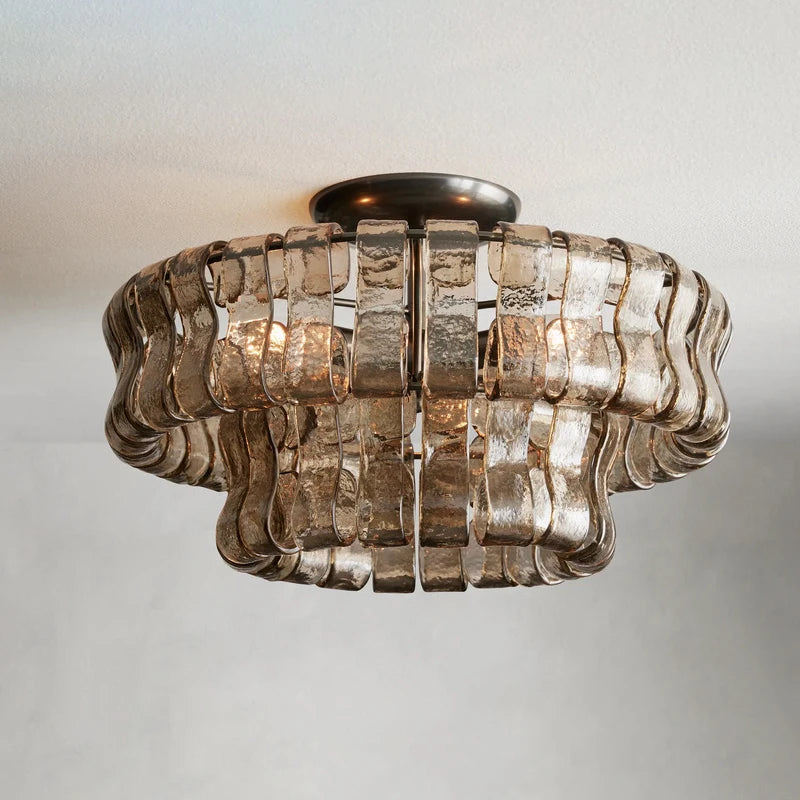 Vintage French bright glass chandelier
