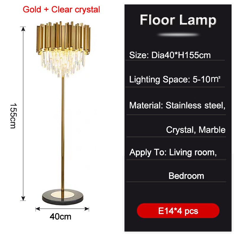 Crystal Floor Lamp Gold Black Chrome - Creating Coziness