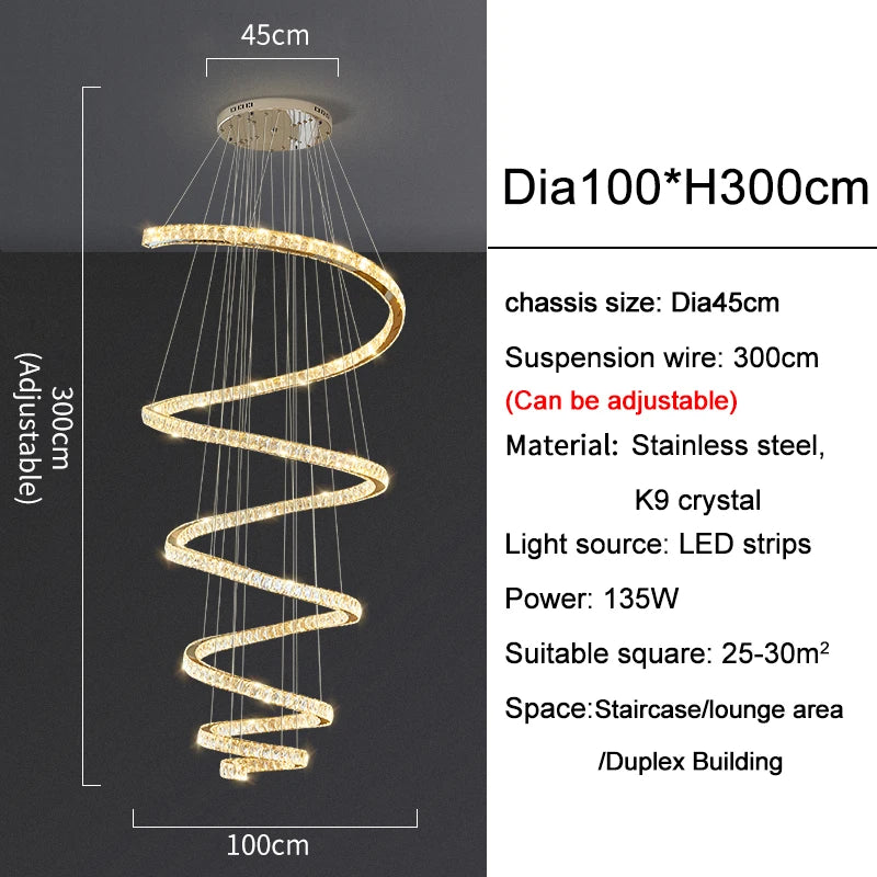 Spiral Design LED Chandelier