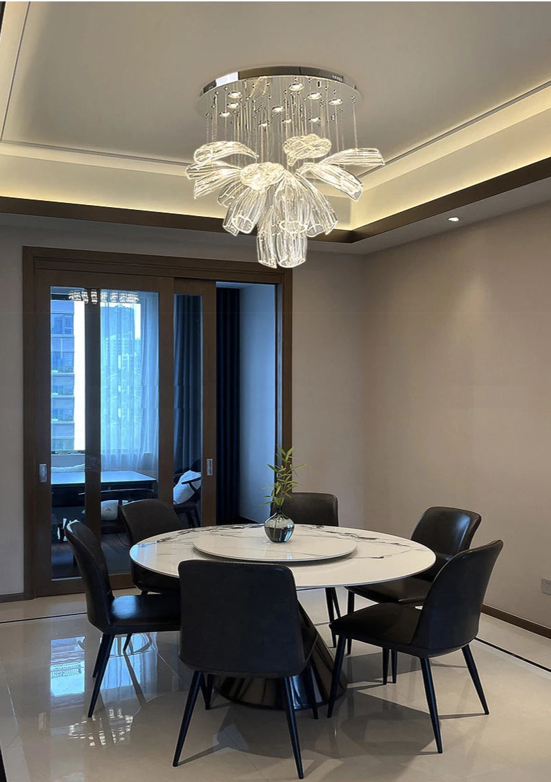 Large Glass Flower Chandelier for Living Room