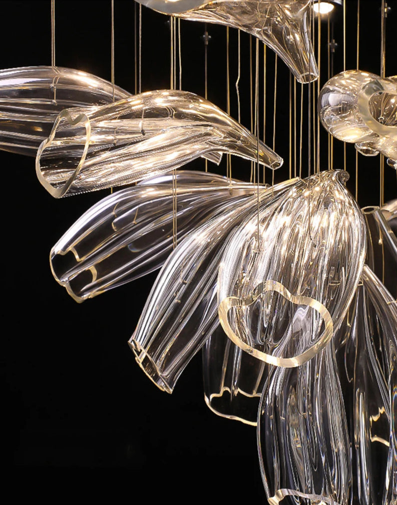 Large Glass Flower Chandelier for Living Room