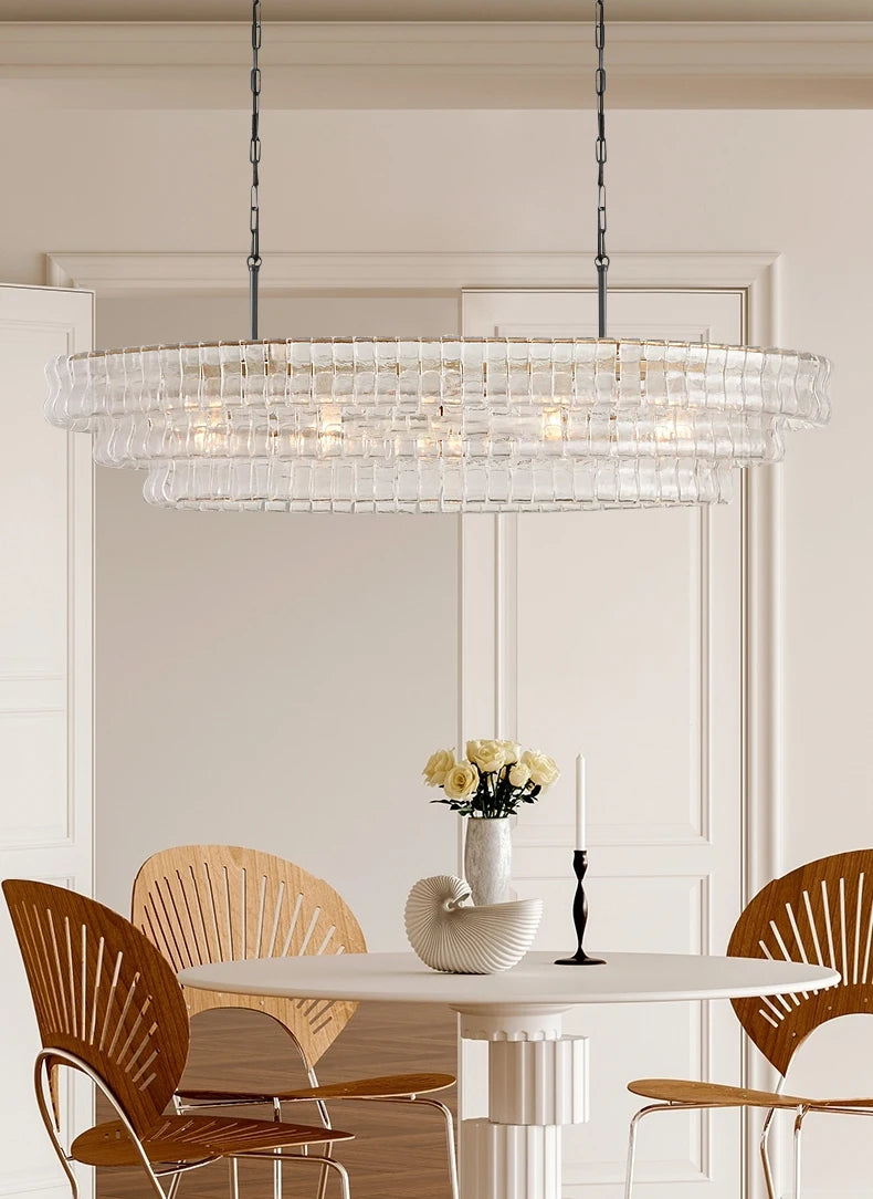 Vintage French bright glass chandelier