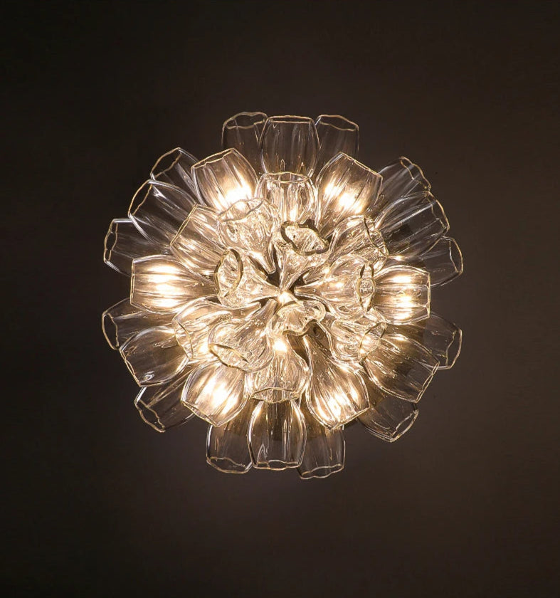 Large Glass Flower Chandelier for Living Room