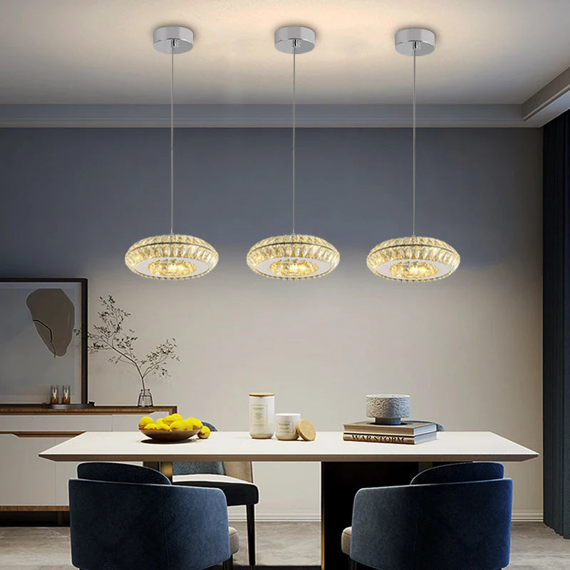 LED Crystal Round Pendant Light for Dining Room