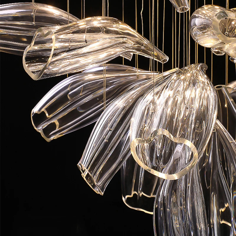 Large Glass Flower Chandelier for Living Room