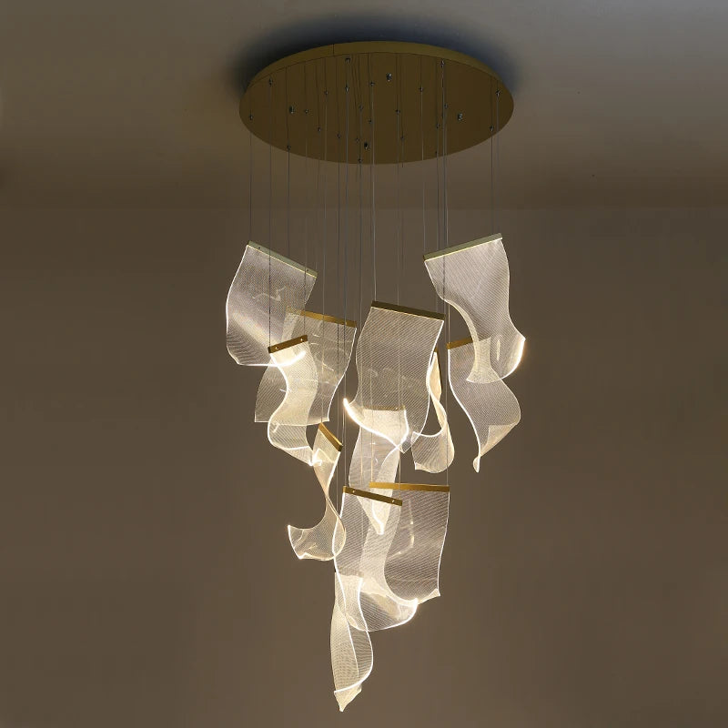 Flying Napkin Chandelier staircase design pendant lamp