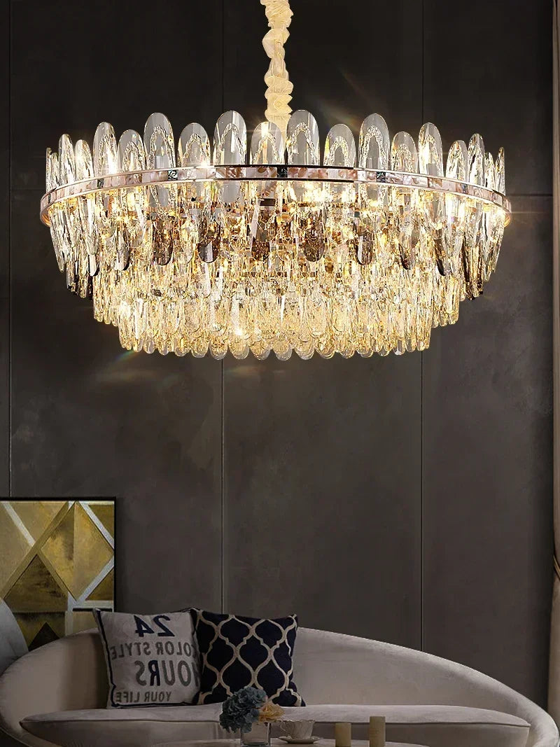 Niko - Luxury Crystal Chandelier with LED Shell elements for Living Room