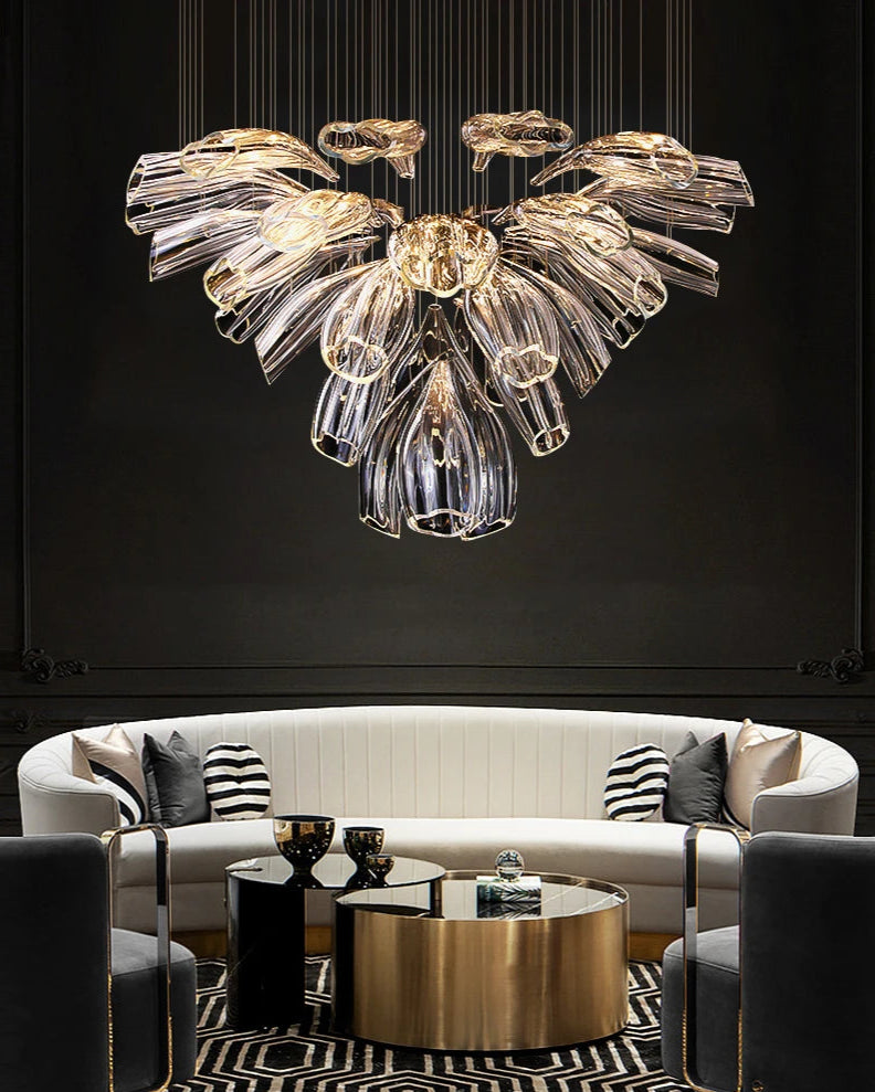 Large Glass Flower Chandelier for Living Room