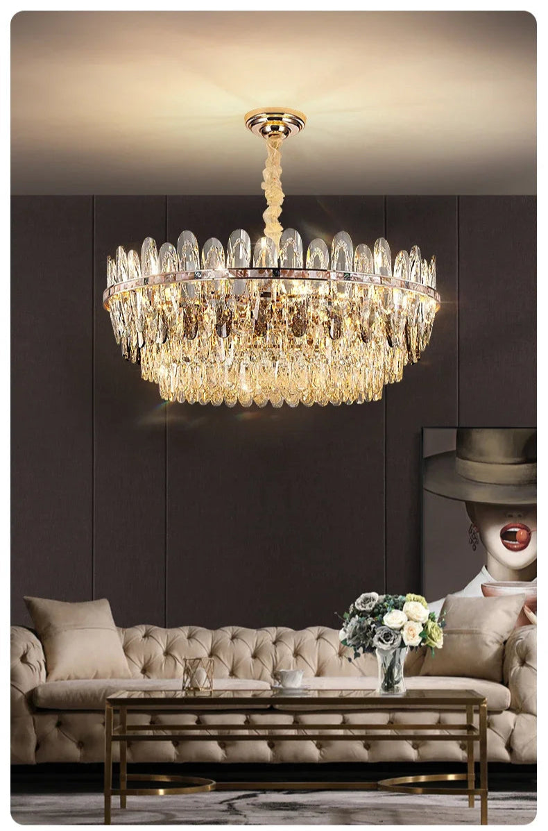 Niko - Luxury Crystal Chandelier with LED Shell elements for Living Room