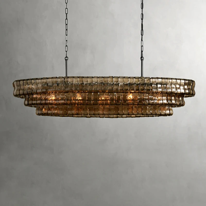 Vintage French bright glass chandelier