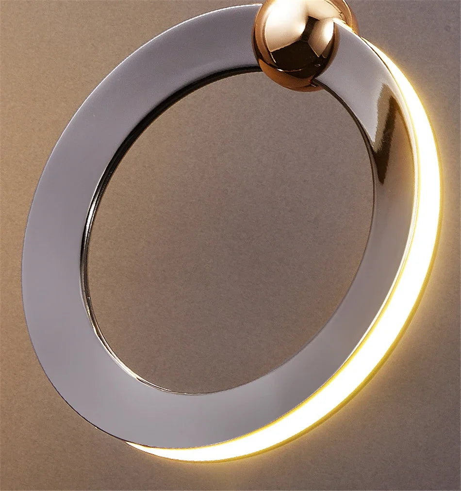 Viola LED Chandelier with Black Aluminum Rings for Stairs