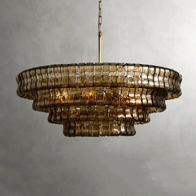 Vintage French bright glass chandelier