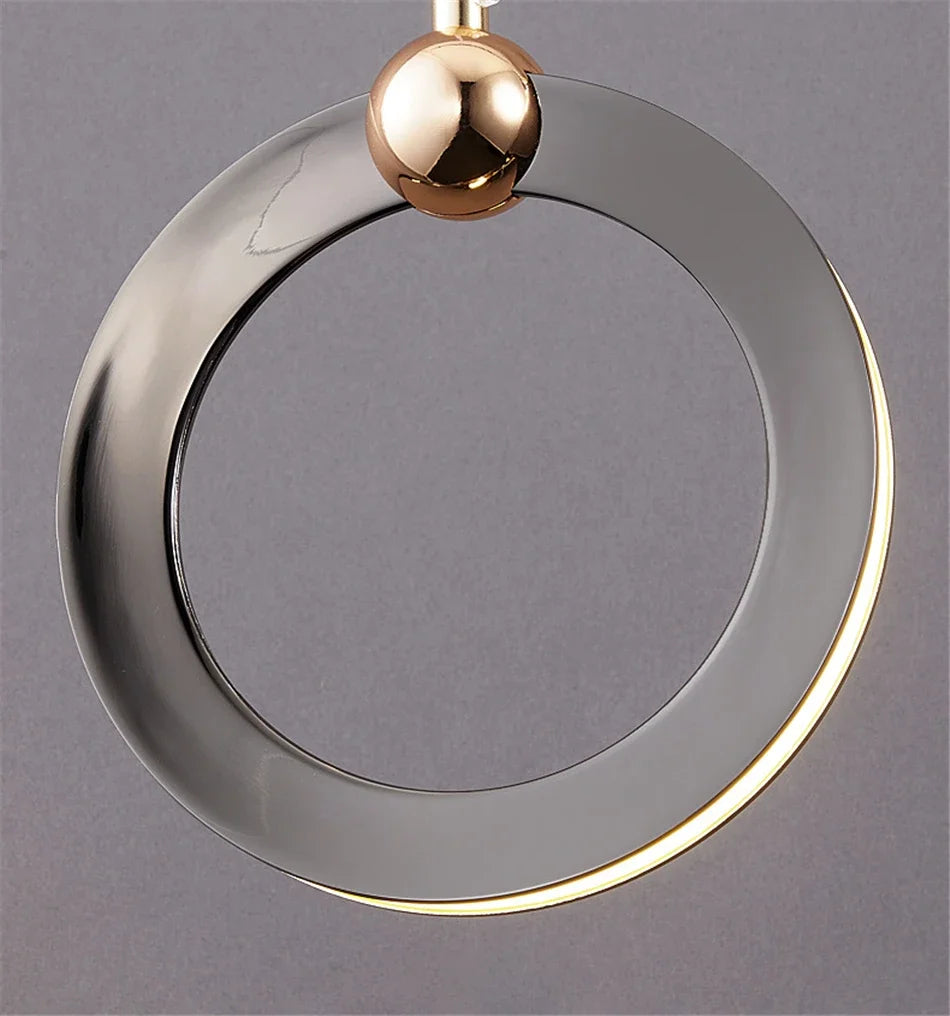 Viola LED Chandelier with Black Aluminum Rings for Stairs