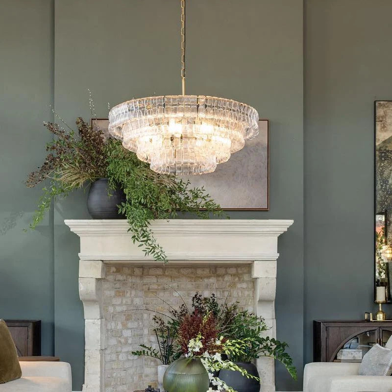 Vintage French bright glass chandelier