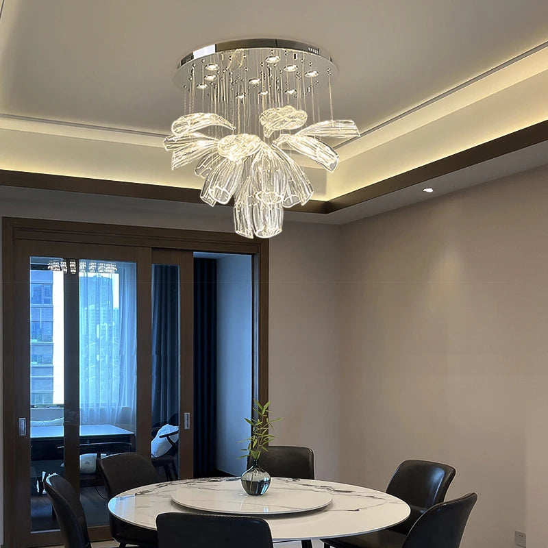 Large Glass Flower Chandelier for Living Room