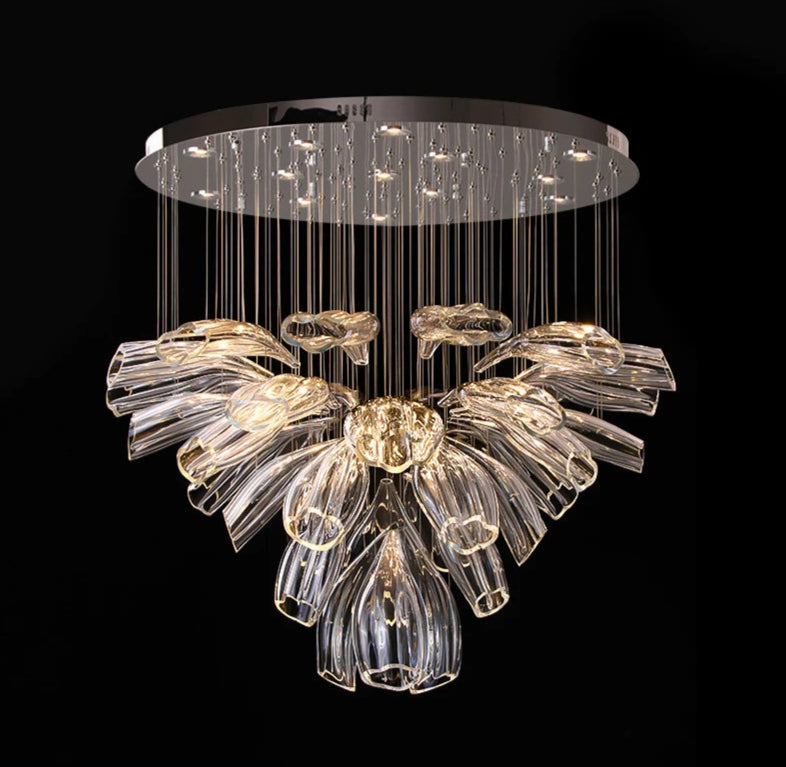 Large Glass Flower Chandelier for Living Room